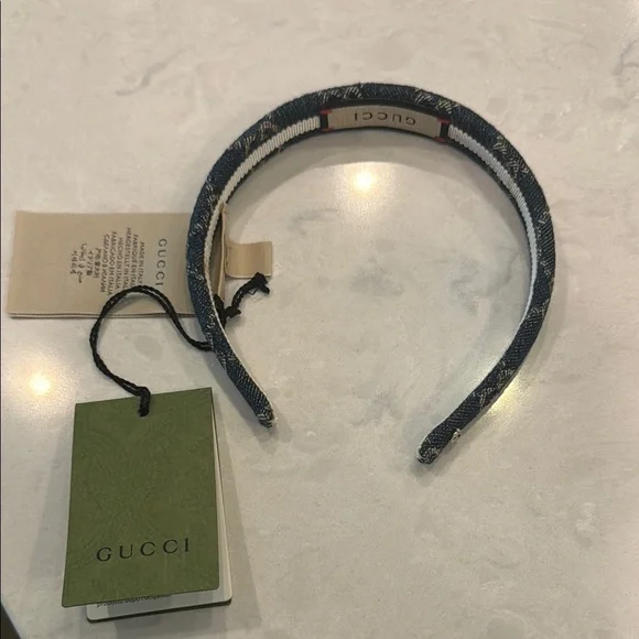 Gucci | Accessories | Gucci Denim Blue Headband With Logo  display picture 1